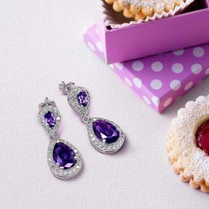 Purple Tear Drop Earrings